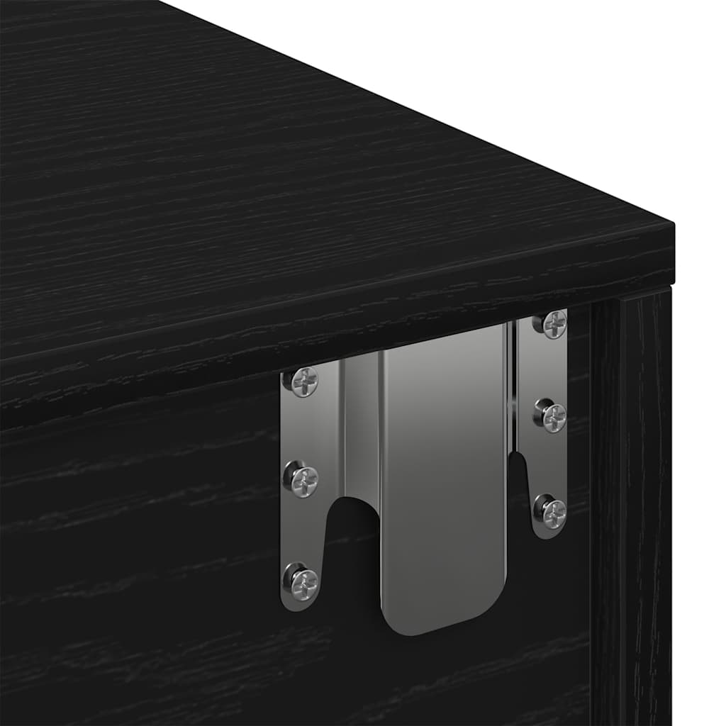 Zidna polica s ladicama crna 80x33x17 cm izrađeno drvo