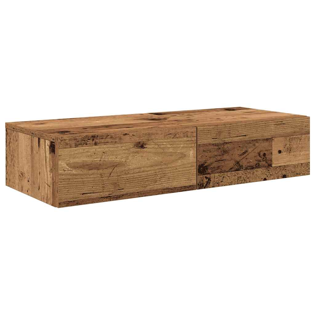 Zidna polica s ladicama staro drvo 80x33x17cm konstruirano drvo
