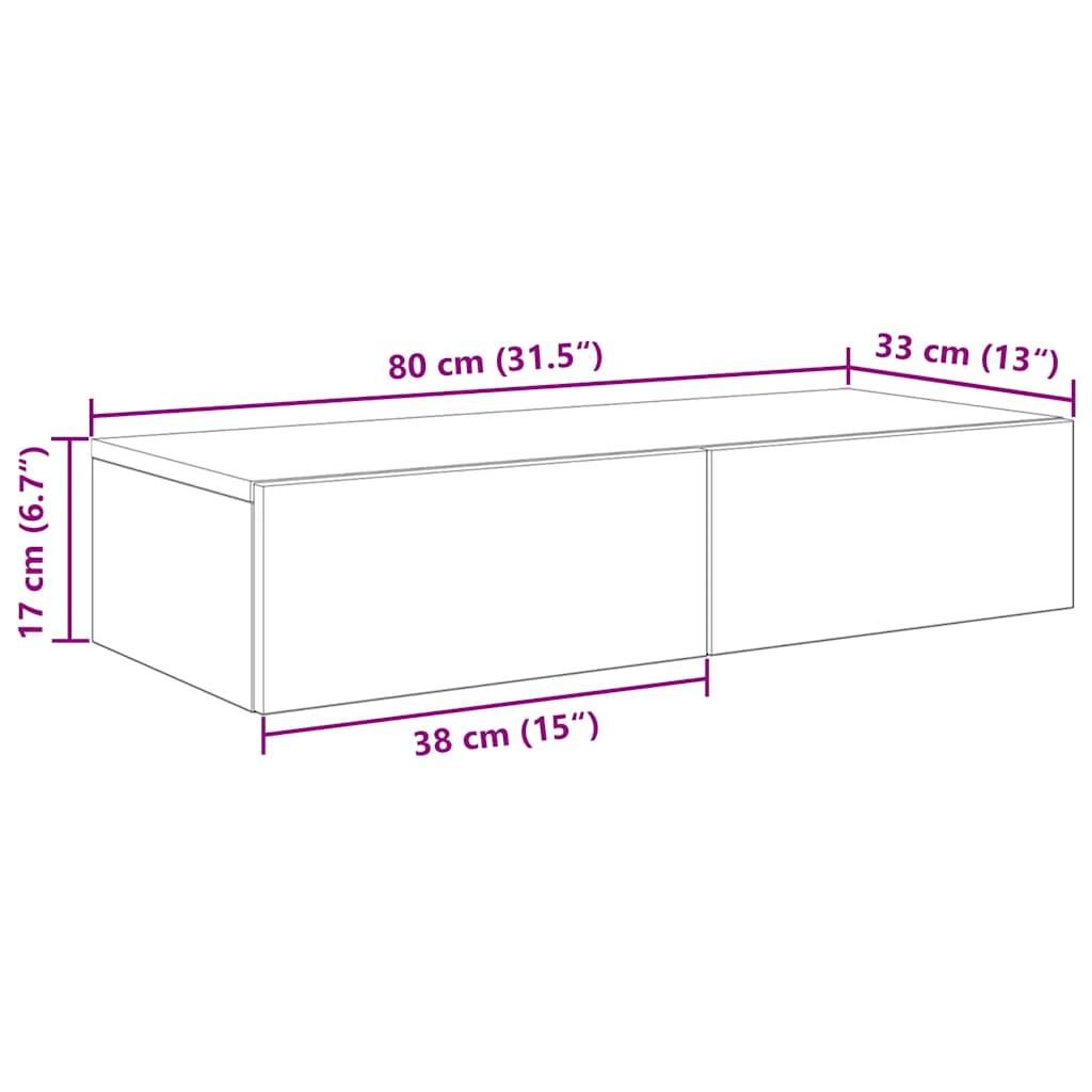 Zidna polica s ladicama staro drvo 80x33x17cm konstruirano drvo