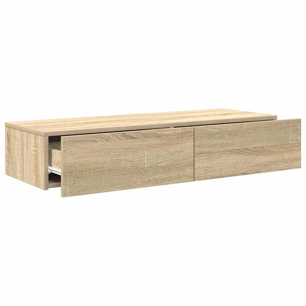 Zidna polica s ladicama sonoma hrast 100x36x19 cm izrađeno drvo
