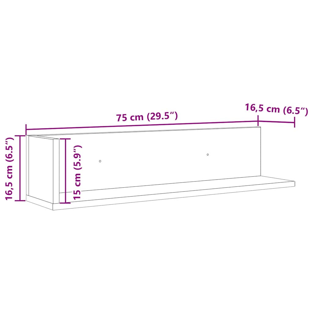 Zidne police 2 kom sonoma hrast 75x16,5x16,5 cm