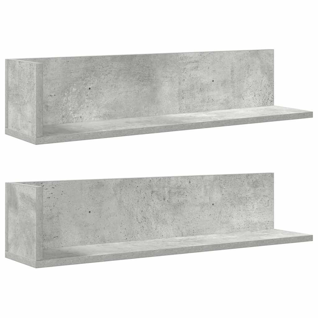 Zidne police 2 kom Beton siva 75x16,5x16,5 cm Konstruirano drvo