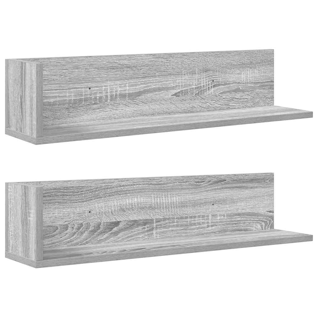 Zidne police 2 kom Siva Sonoma 75x16,5x16,5cm Konstruirano drvo