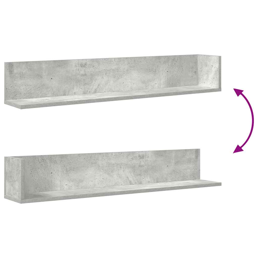 Zidne police 2 kom Beton siva 100x16,5x16,5cm Konstruirano drvo
