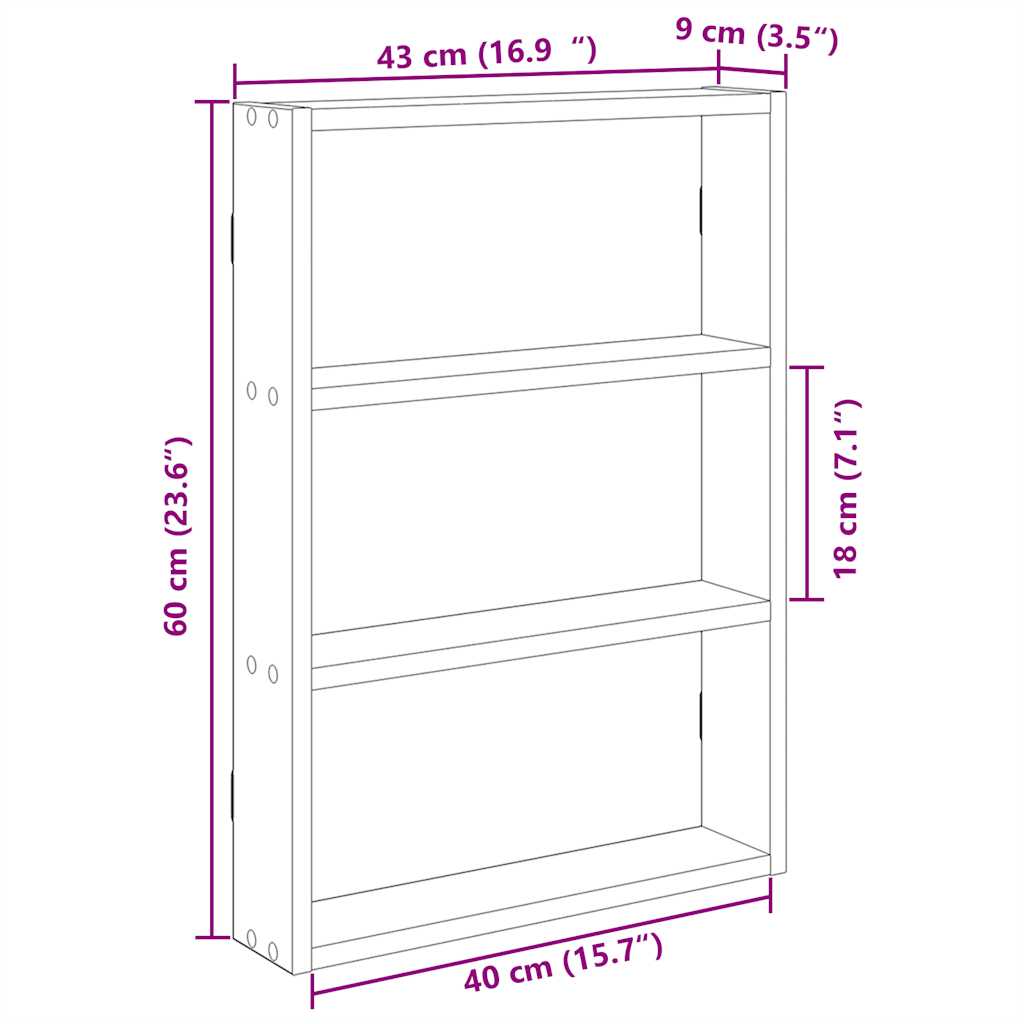 Zidna polica beton siva 43x9x60 cm konstruirano drvo