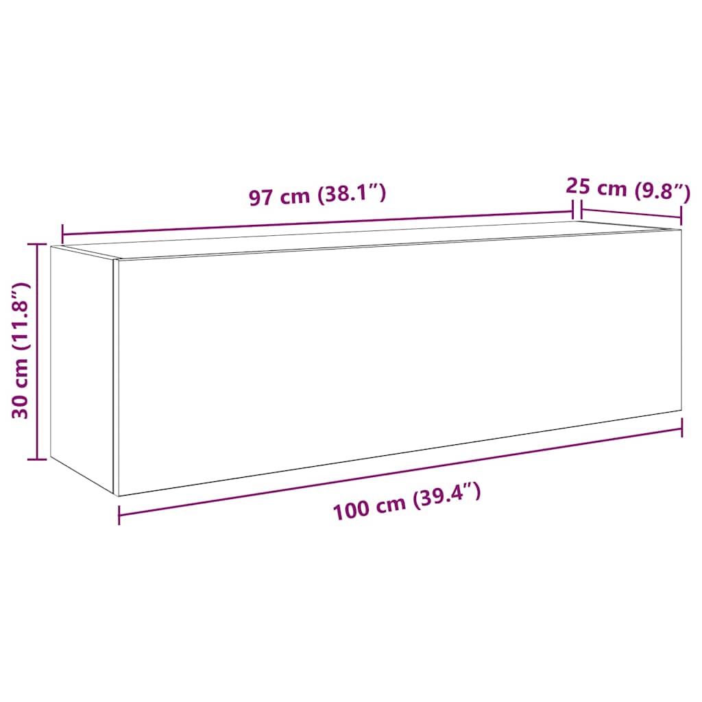 Kupaonski zidni ormarić sivi Sonoma 100x25x30 cm izrađeno drvo