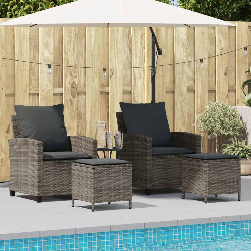 Vrtni set od 4 dijela s jastucima, sivi poliratan