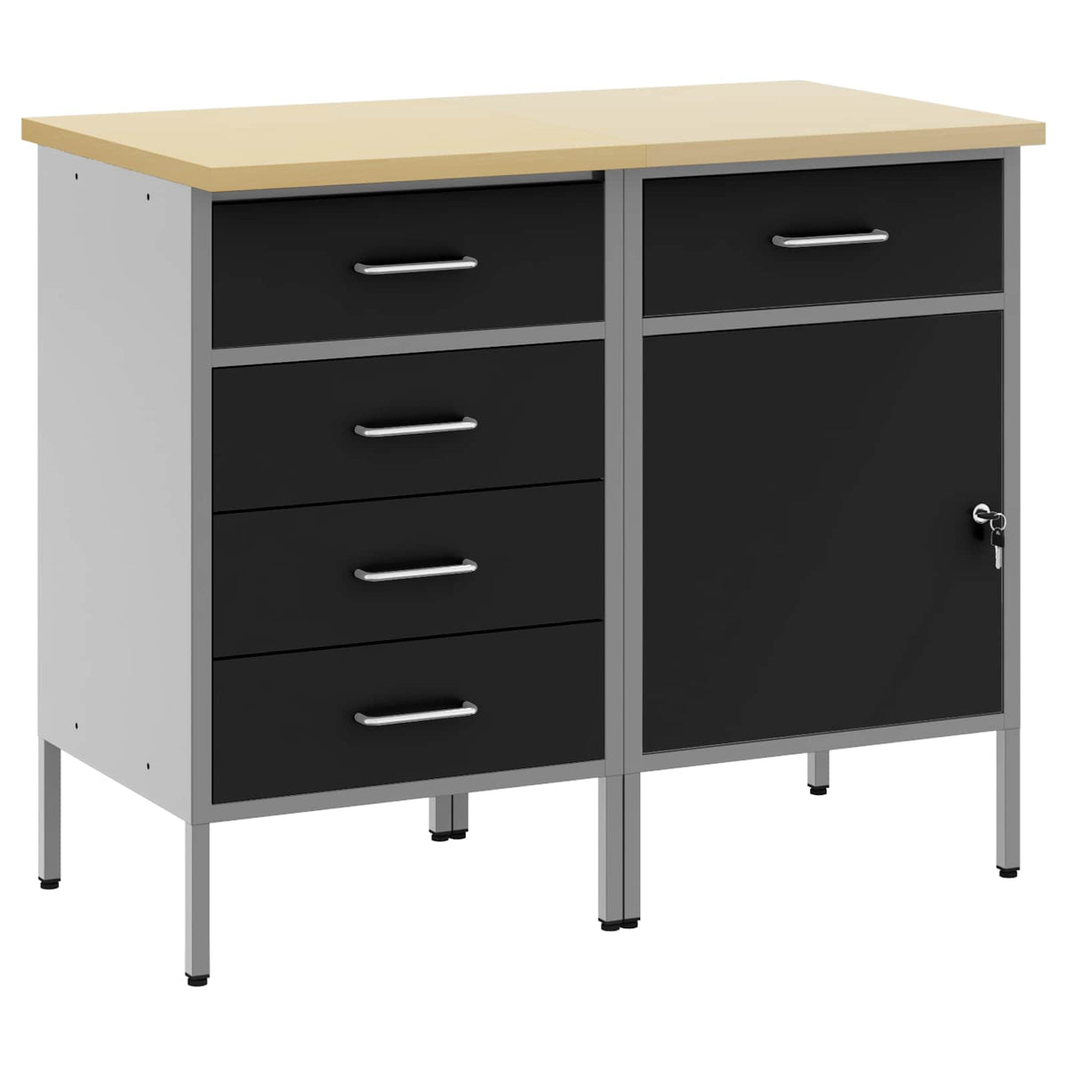 Radni ormar s ladicama 2 kom. Crna i Siva 100 x 55 x 85 cm
