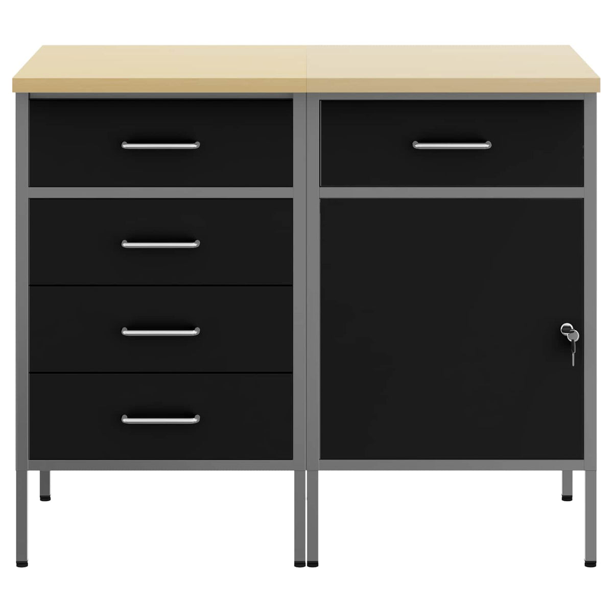Radni ormar s ladicama 2 kom. Crna i Siva 100 x 55 x 85 cm