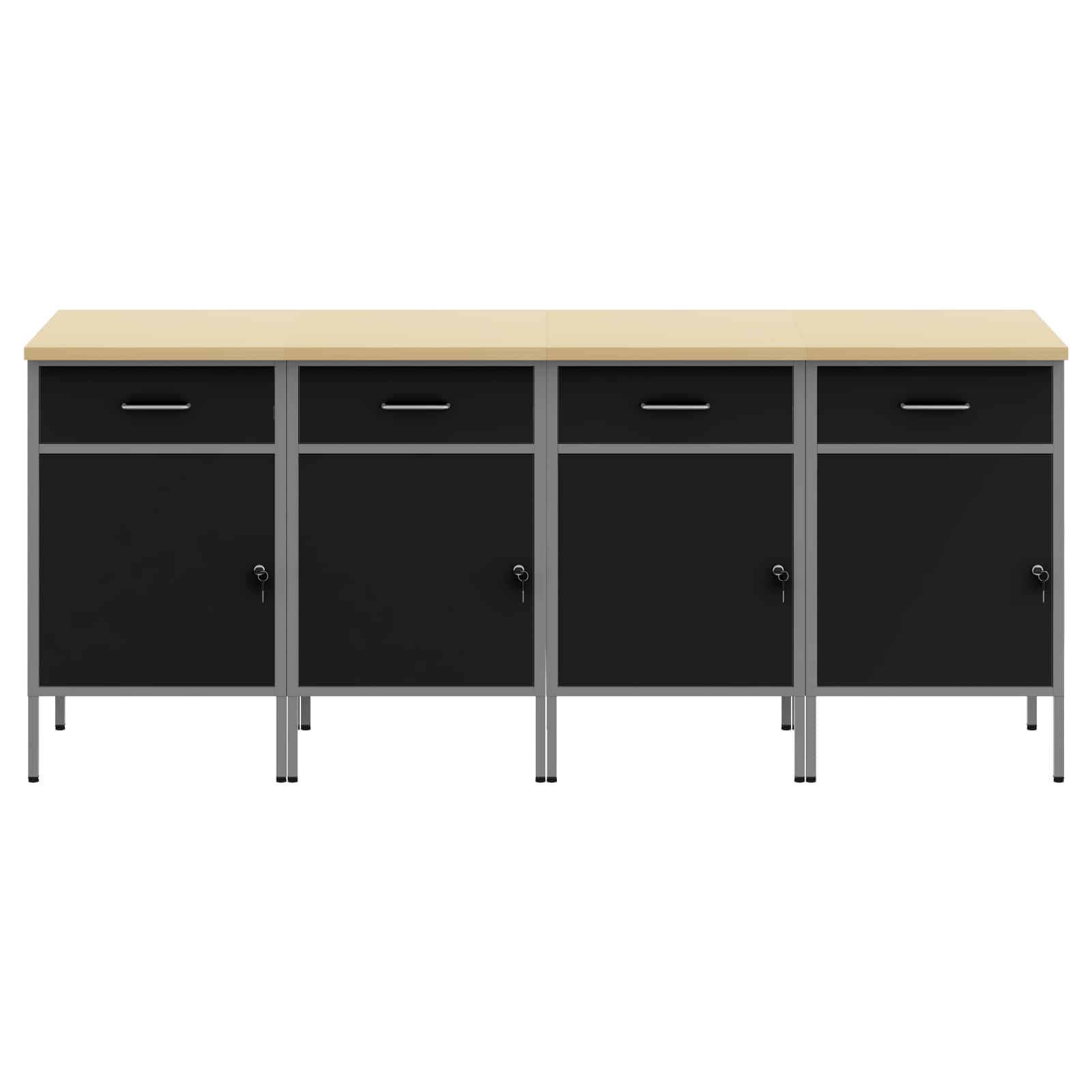 Radni ormar s ladicama 4 pcs Crna i Siva 200 x 55 x 85 cm