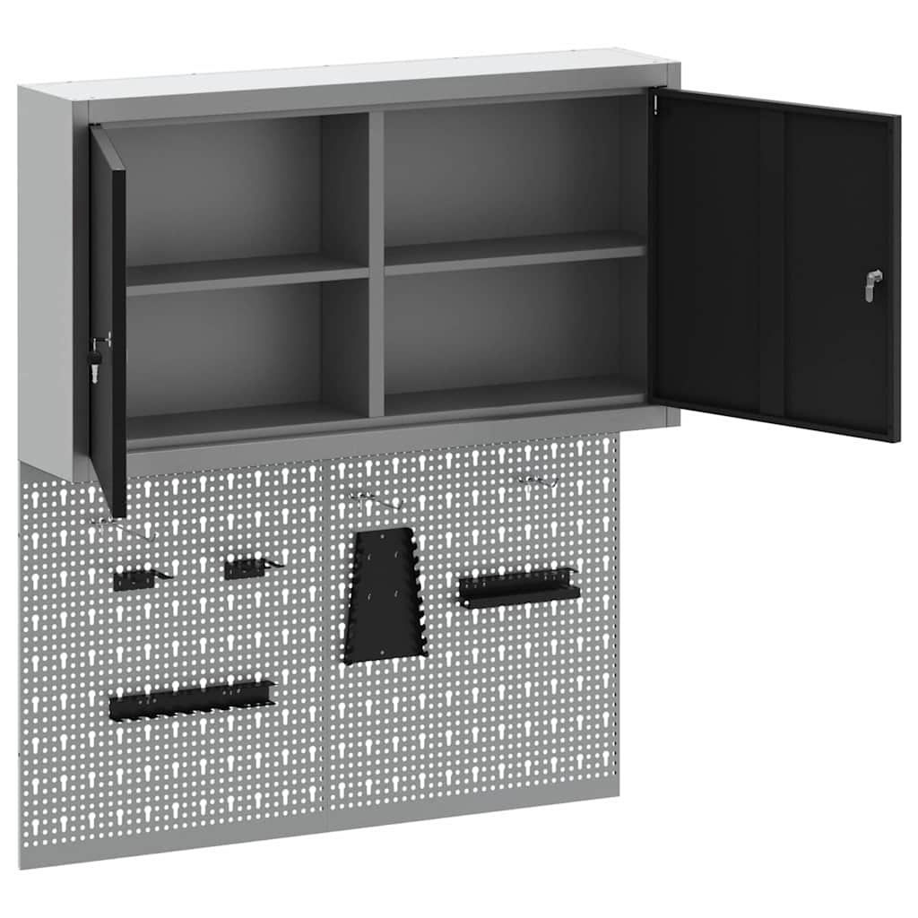 Set ormara za alate 3 pcs Crna Čelik s prahom premazan