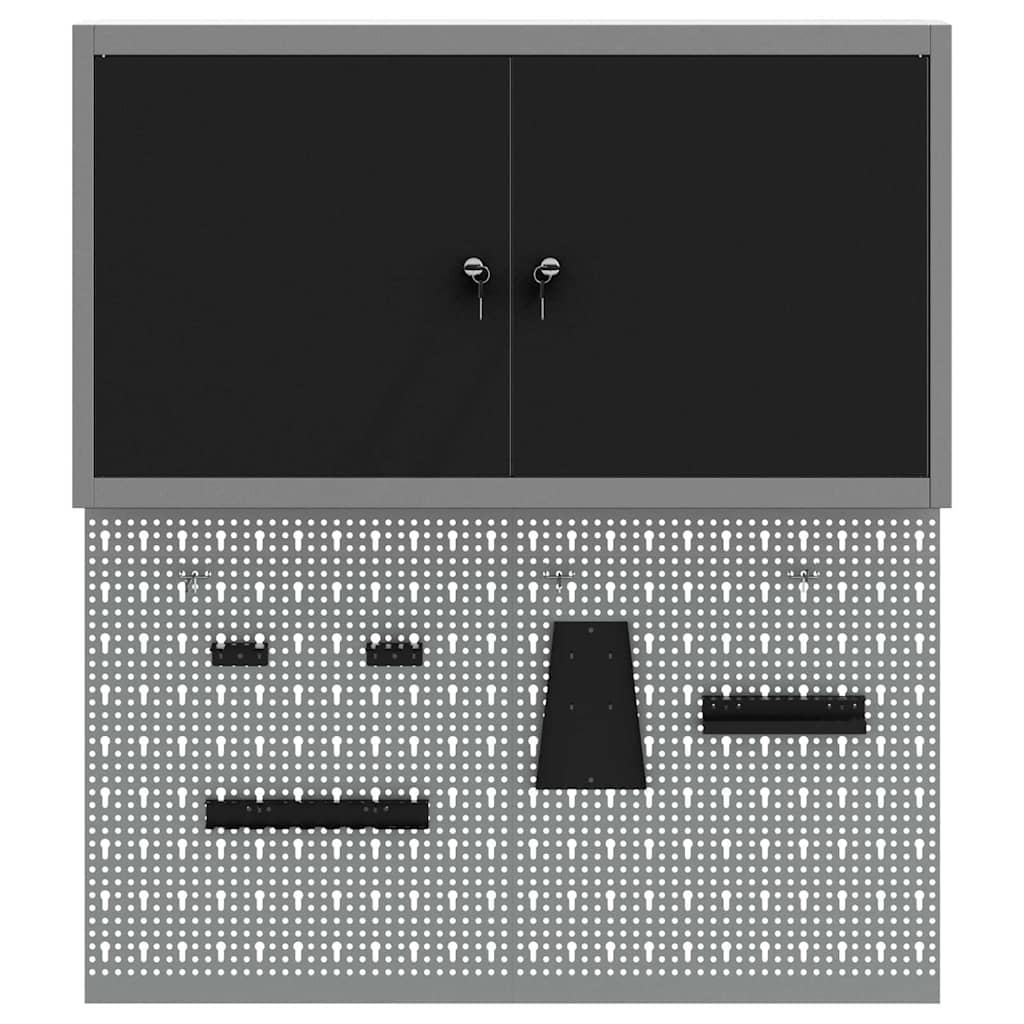 Set ormara za alate 3 pcs Crna Čelik s prahom premazan