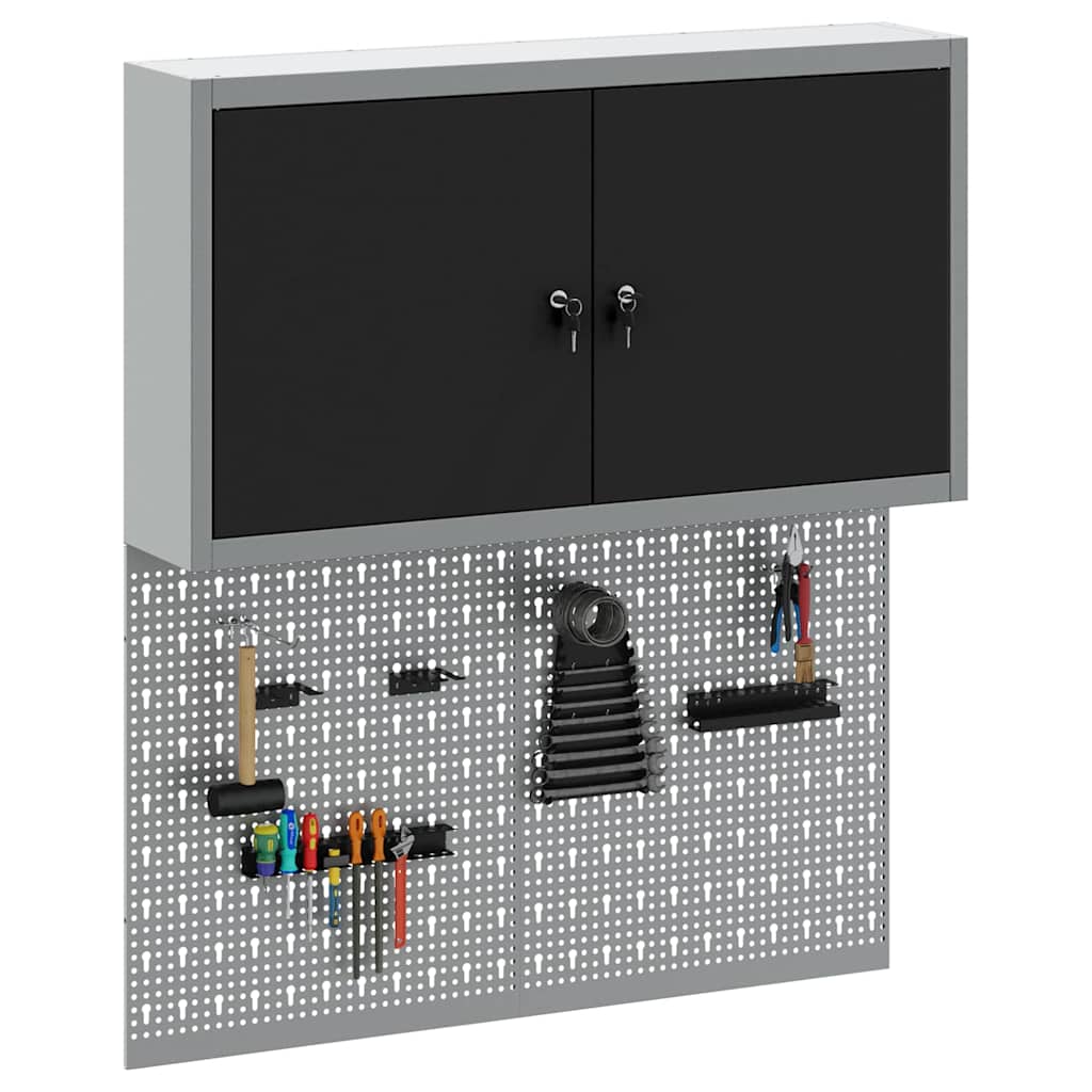 Set ormara za alate 3 pcs Crna Čelik s prahom premazan