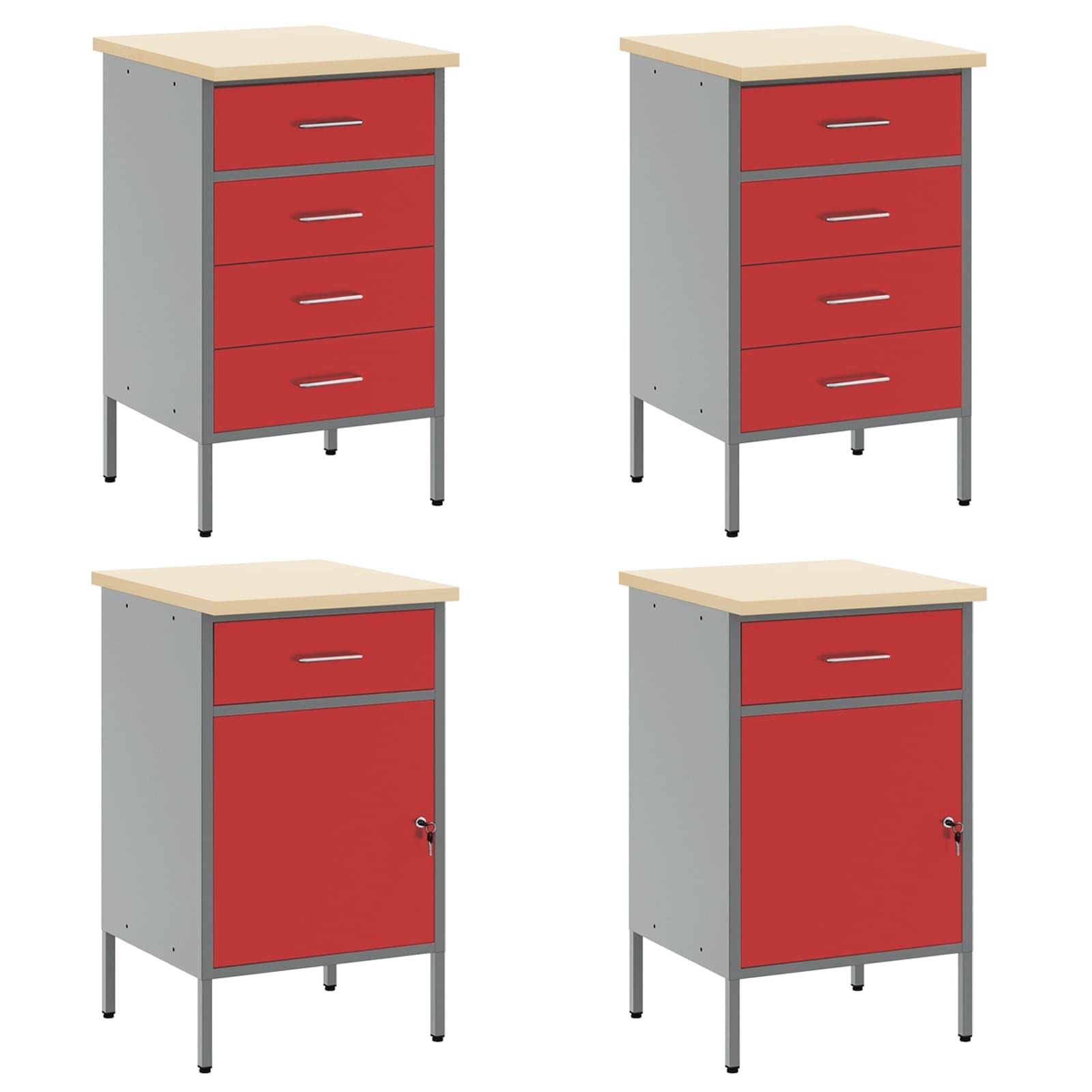 Set radnih ormarića s ladicama s pohranom 10 pcs Crvena