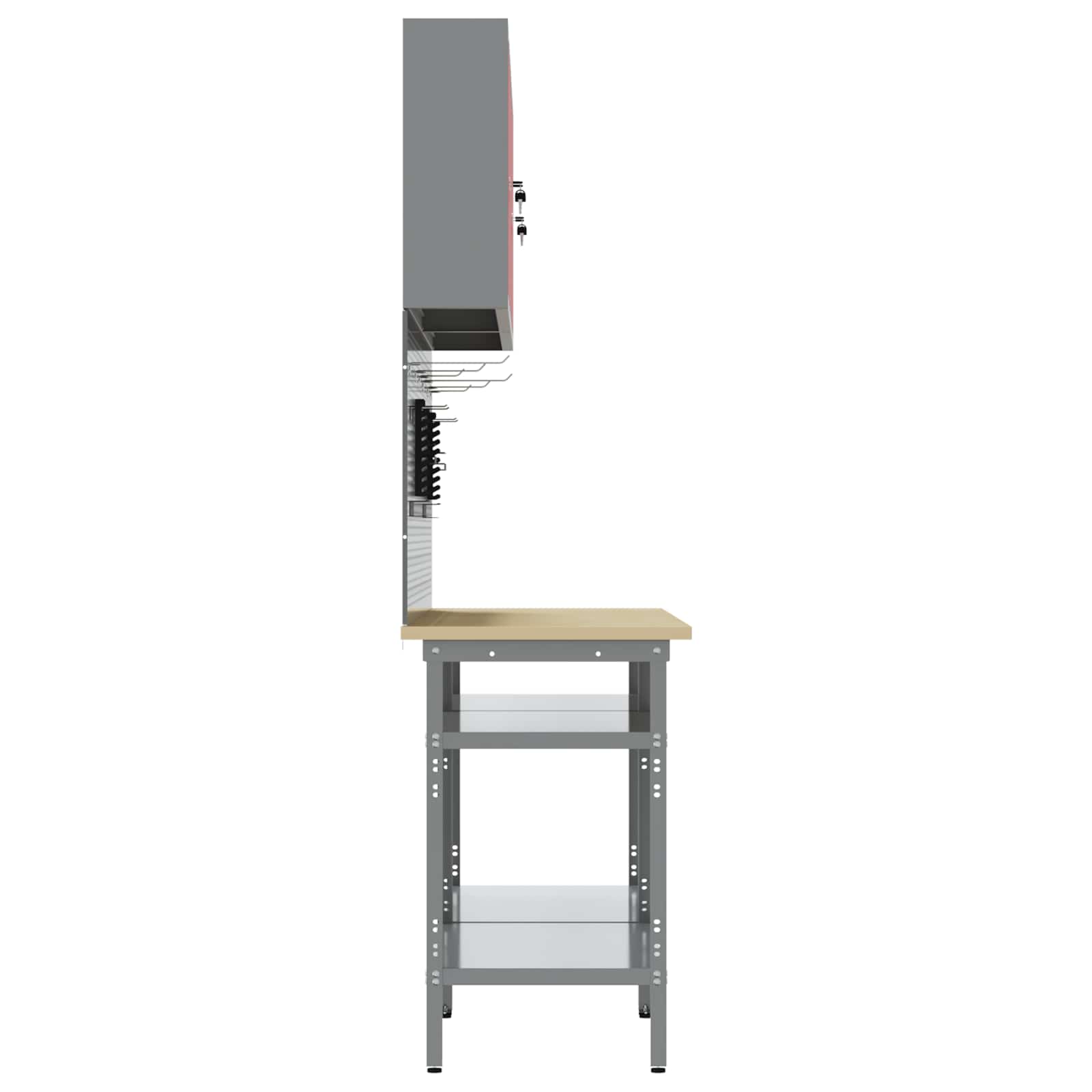 Set radnog stola 8 kom. Crvena i siva Čelik s prahom premazan