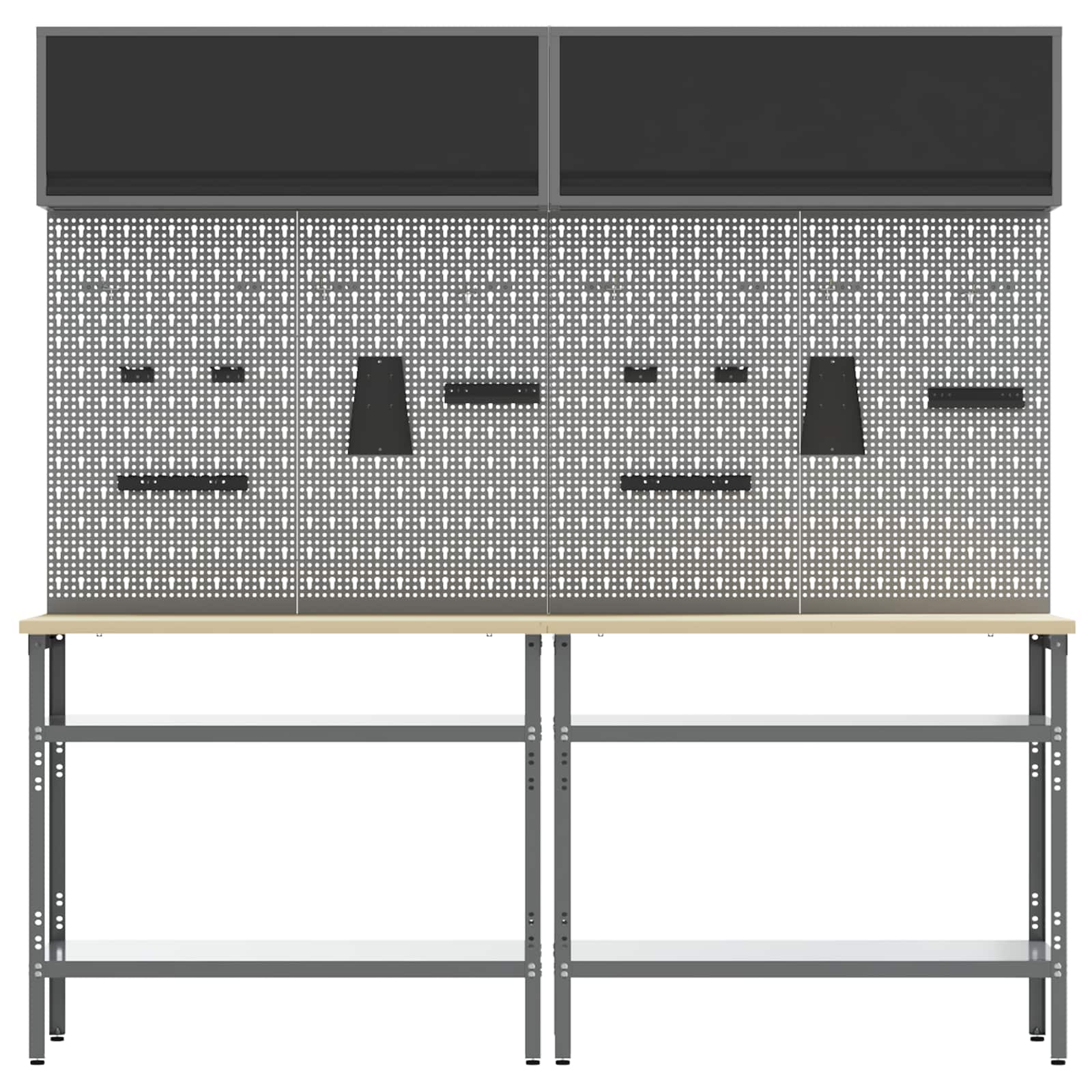 Set radnog stola 8 pcs Crna i Siva Čelik s prahom premazan