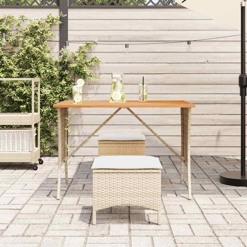 Vrtni stol s pločom od akacije bež 105x75x72 cm poli ratan