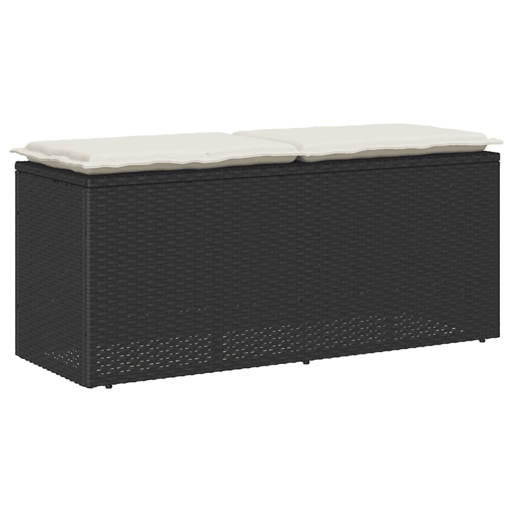 Vrtna klupa s jastukom crna 110x40x44 cm od poliratana
