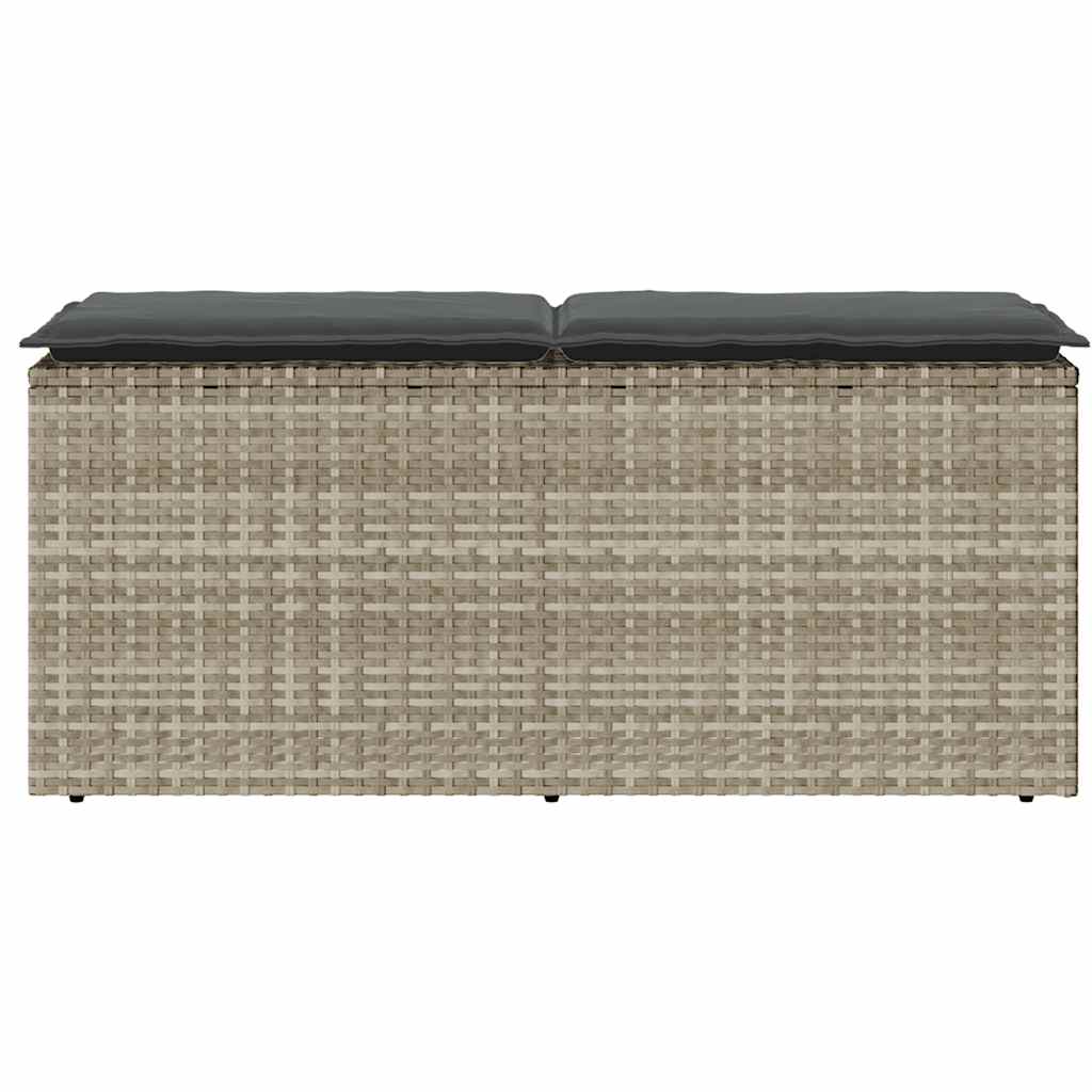 Vrtna klupa s jastukom svijetlo siva 110x40x44 cm poliratan