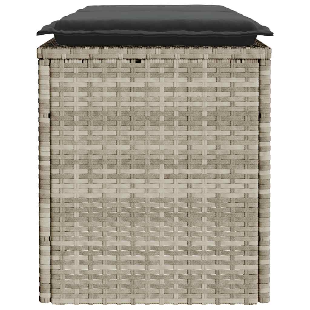 Vrtna klupa s jastukom svijetlo siva 110x40x44 cm poliratan
