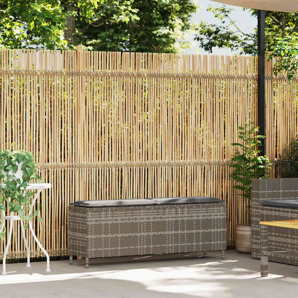 Vrtna klupa s jastukom siva 110x30x40,5 cm poliratan