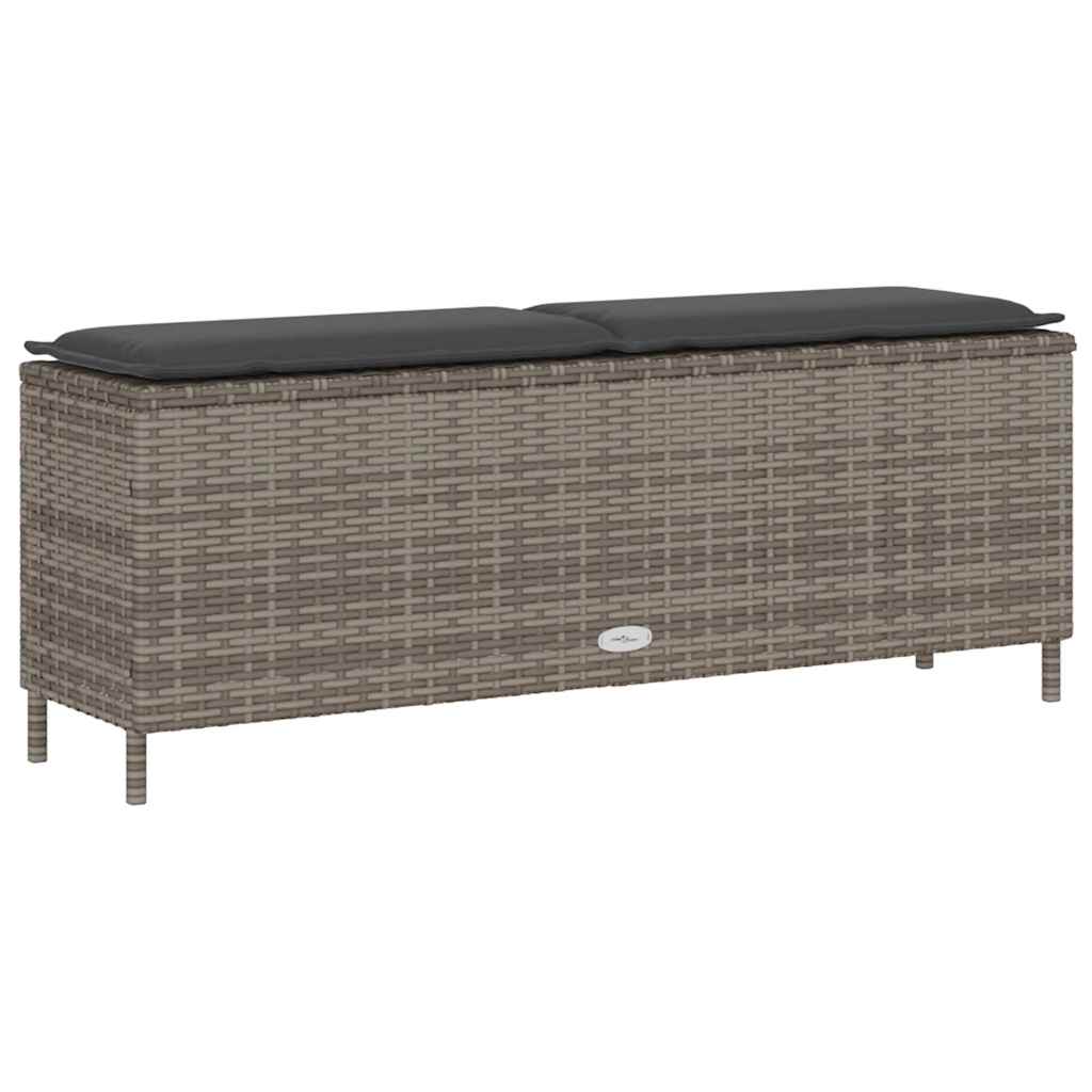 Vrtna klupa s jastukom siva 110x30x40,5 cm poliratan