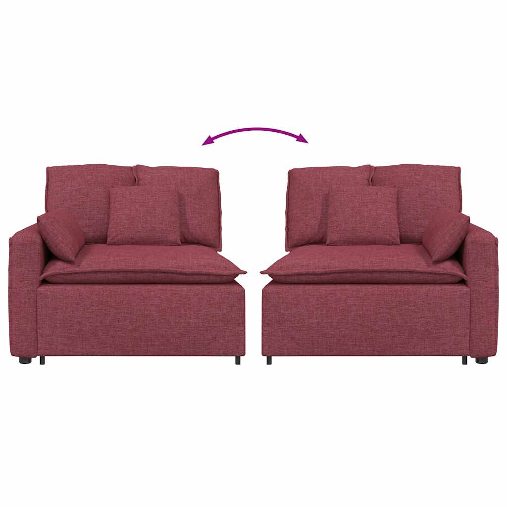 Modularni kauč s naslonom za ruke i jastucima, vinsko crvena 100 cm