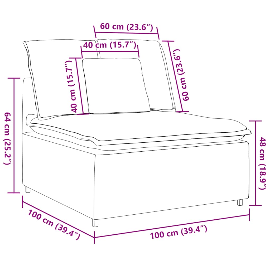 Modularna sofa s jastucima tamno siva 100 cm
