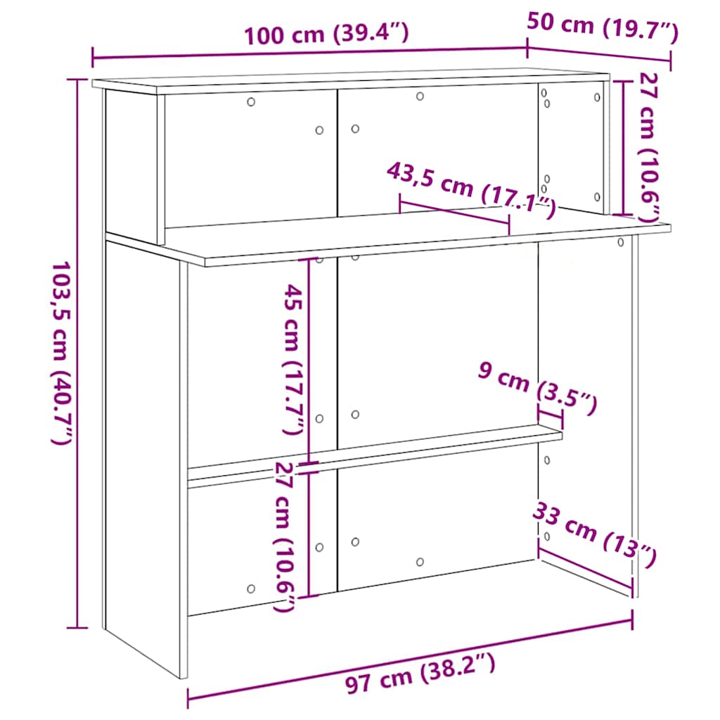 Recepcijski stol 100x50x103,5 cm konstruiranog drva