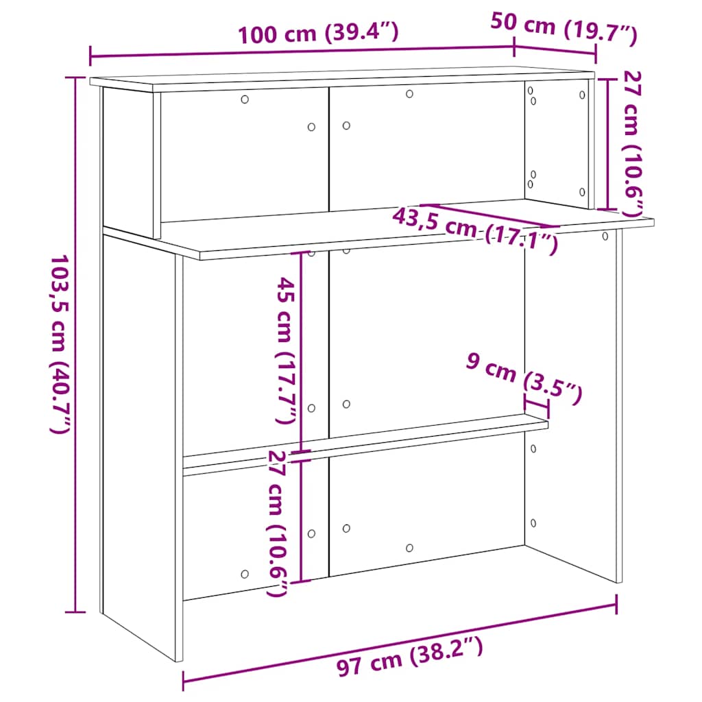 Recepcijski stol 100x50x103,5 cm od konstruiranog drva