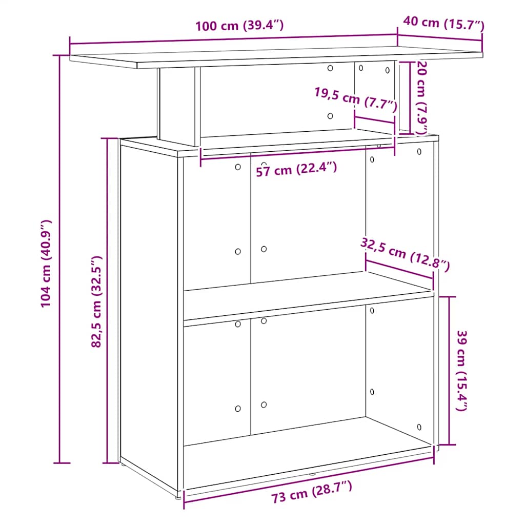 Recepcijski stol Crni 100x40x104 cm Inženirsko drvo