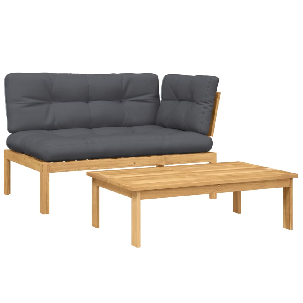 2-dijelna set vrtnih sofa od paleta s jastucima od drva bagrema