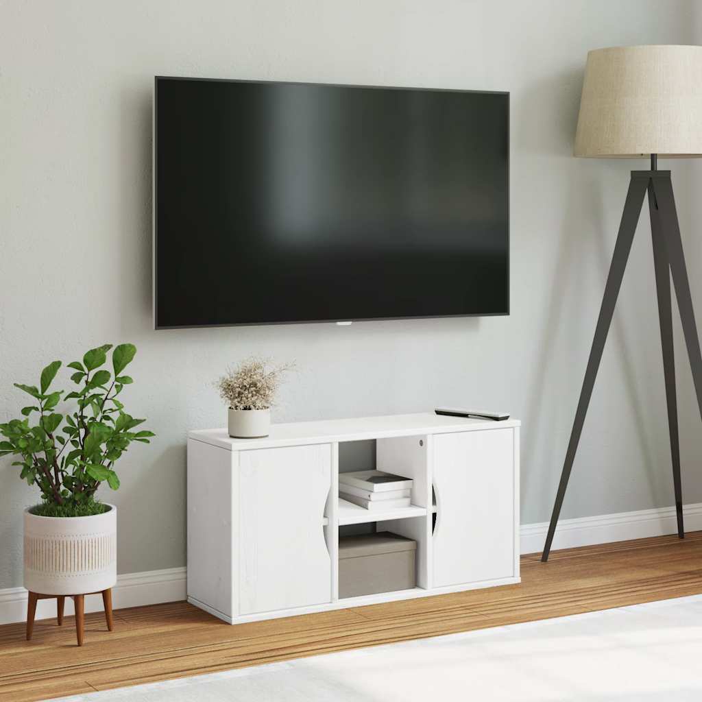 TV ormarić ODDA bijeli 79x24x40 cm puno drvo bor