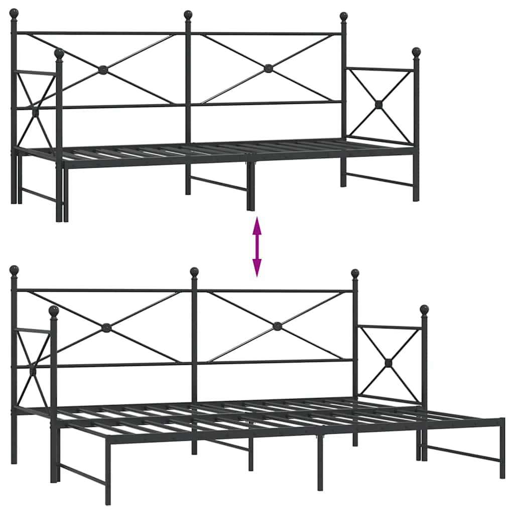 Krevet na rasklapanje bez madraca crni 90x190 cm čelik