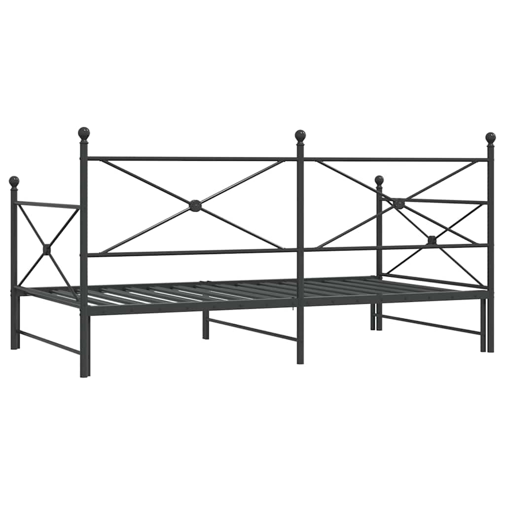 Krevet na rasklapanje bez madraca crni 107x203 cm čelik