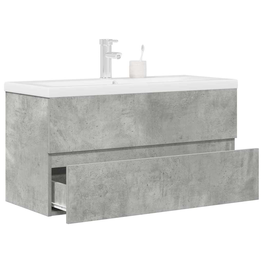 2-dijelni set kupaonskog namještaja siva boja betona drveni