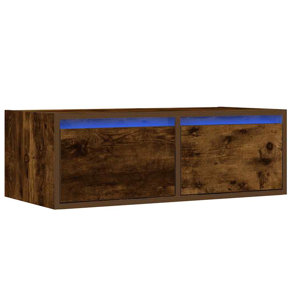 TV ormarić s LED svjetlima boja dimljenog hrasta 75x35,5x25 cm