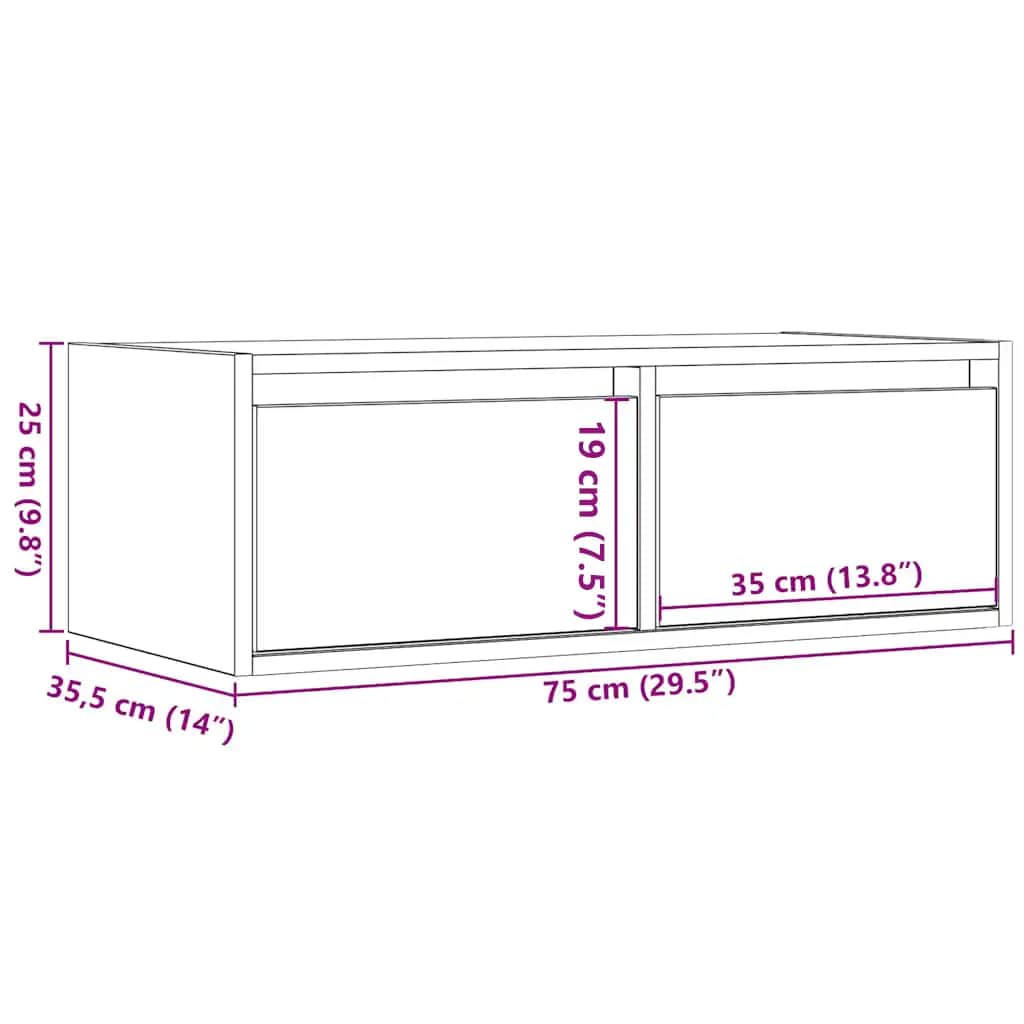 TV ormarić s LED svjetlima boja dimljenog hrasta 75x35,5x25 cm
