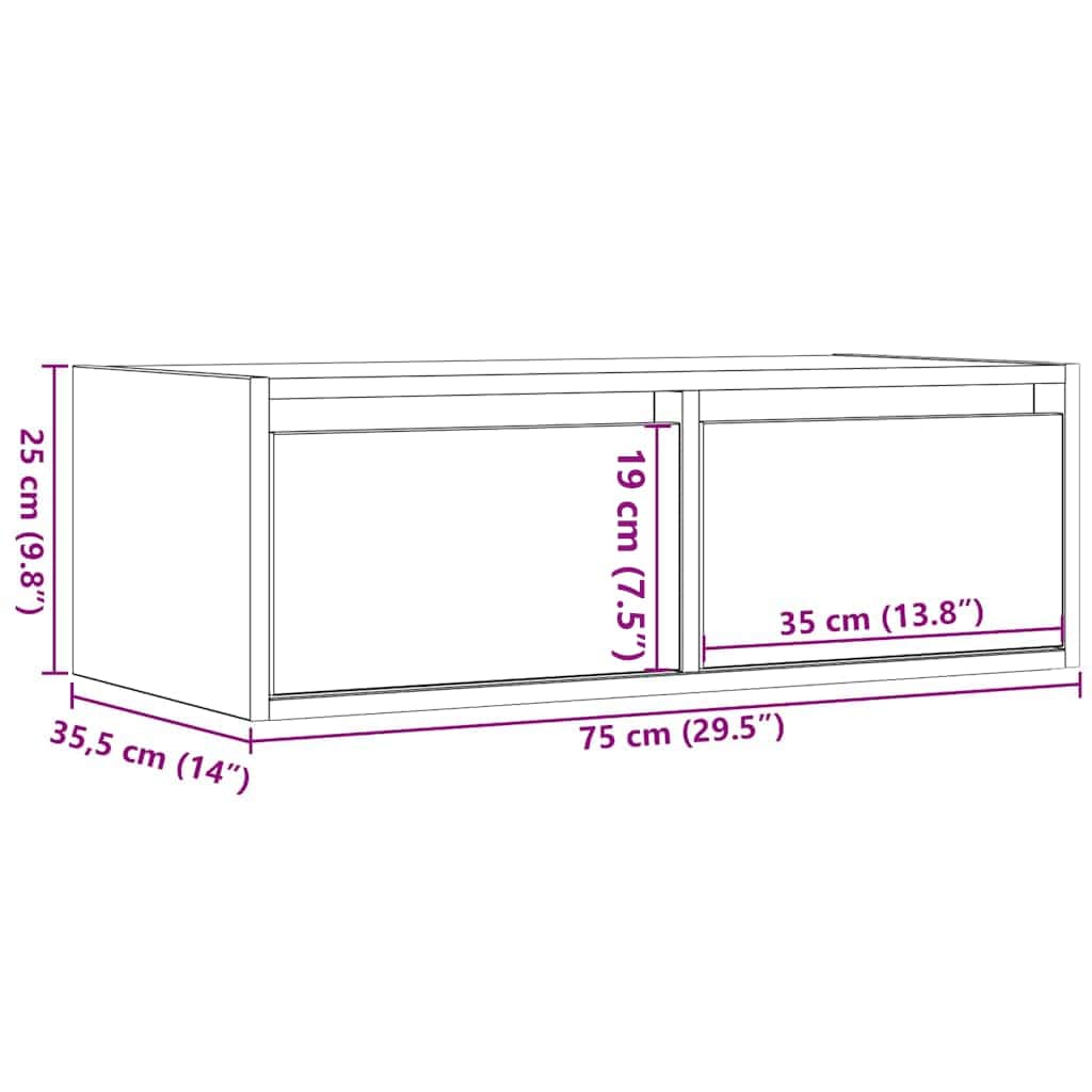 TV ormarić s LED svjetlima boja smeđeg hrasta 75x35,5x25 cm