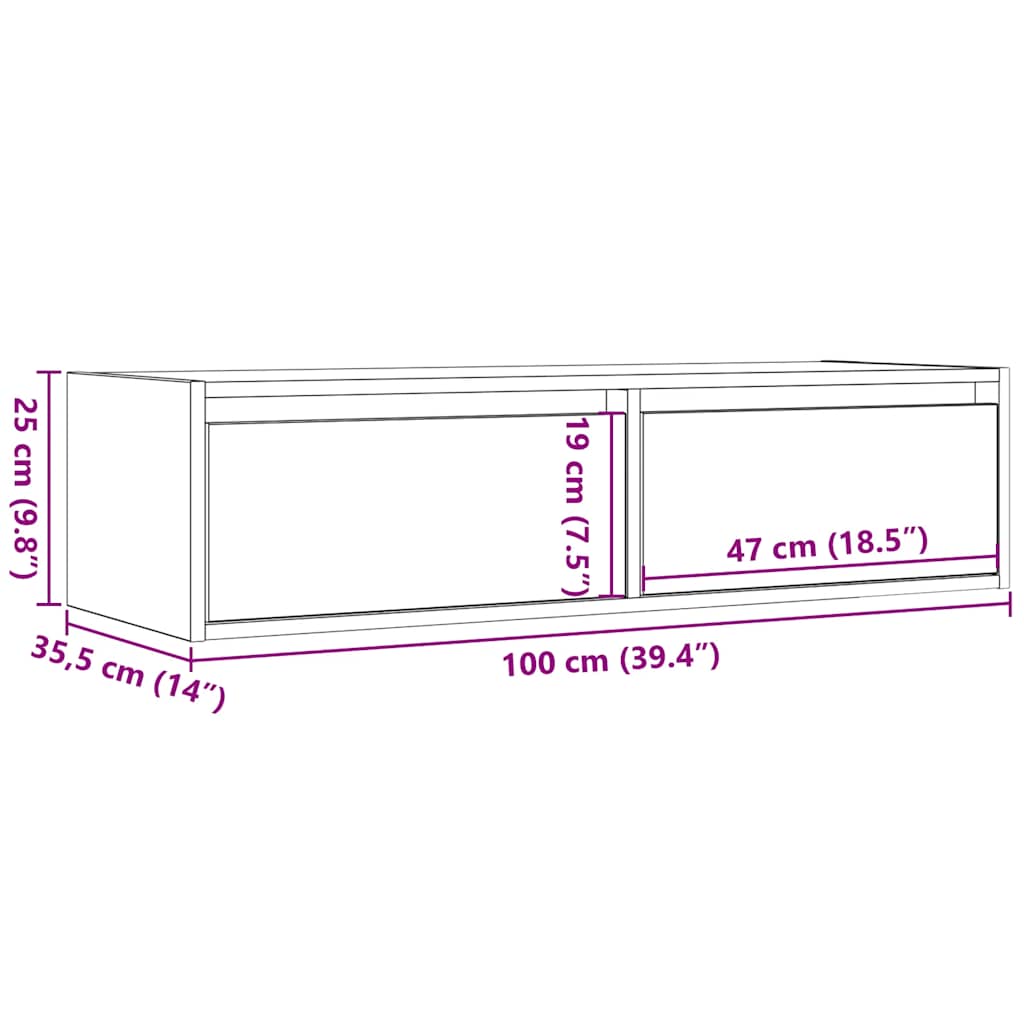 TV ormarić s LED svjetlima boja dimljenog hrasta 100X35,5x25 cm
