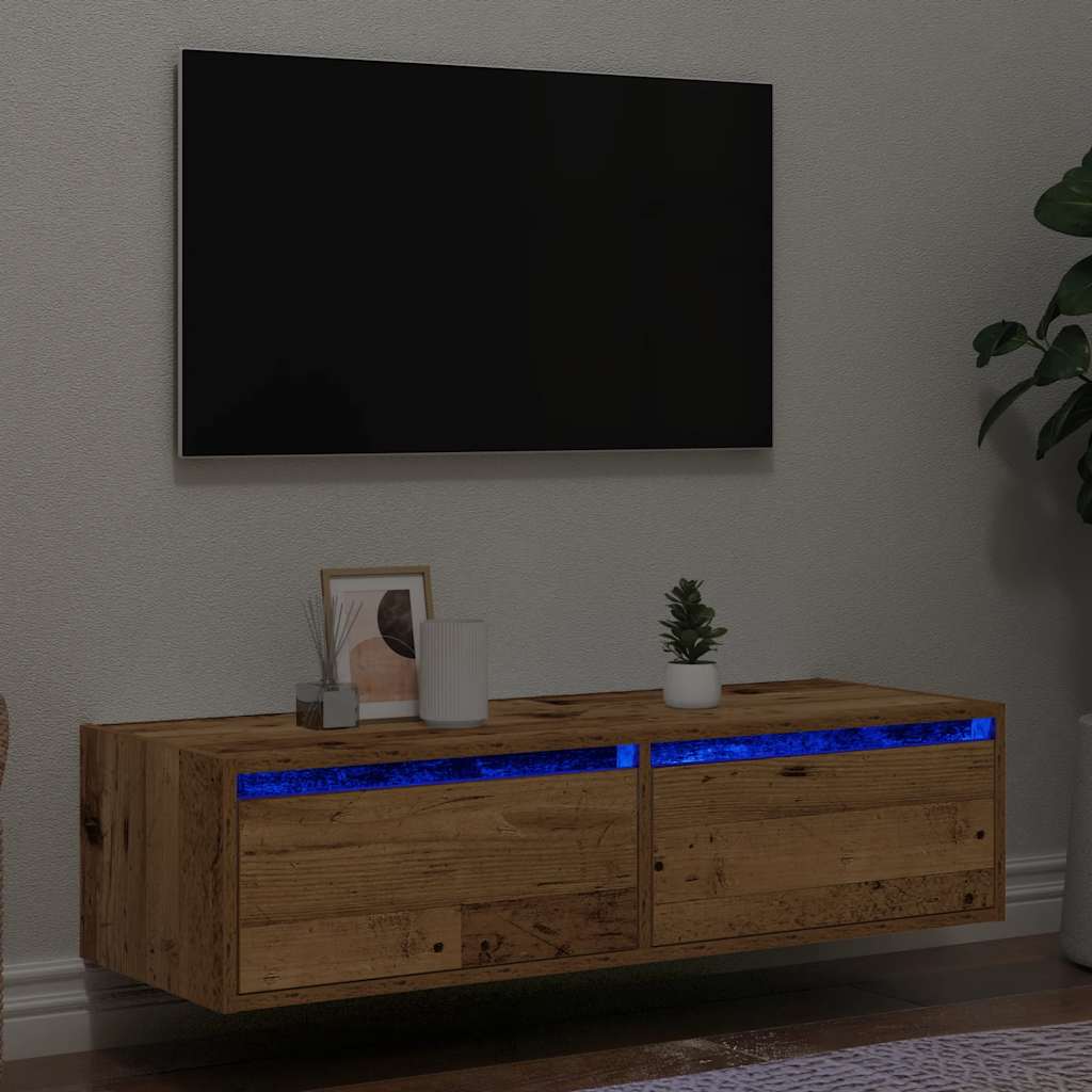 TV ormarići s LED svjetlima 2 kom boja drva 100X35,5x25 cm