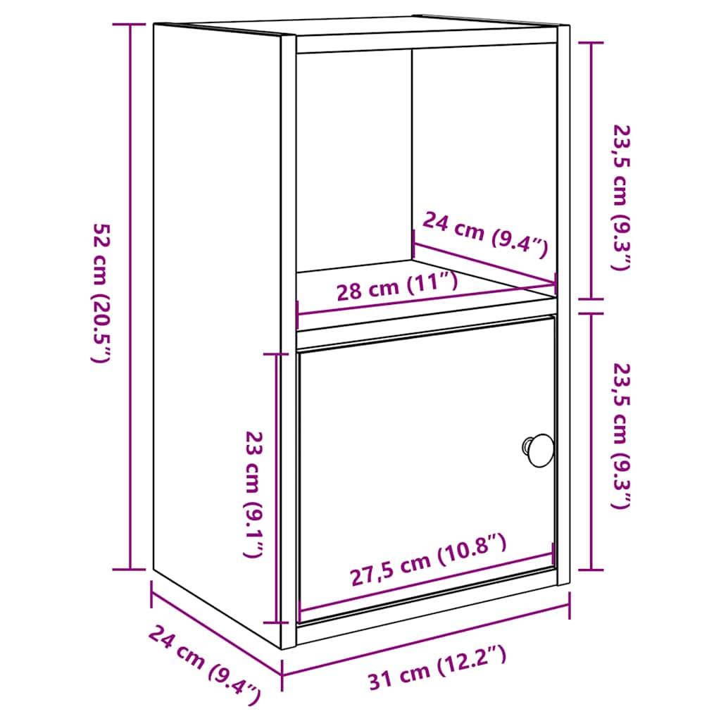 Regal za knjige crni hrasta 31x24x52 cm od konstruiranog drva