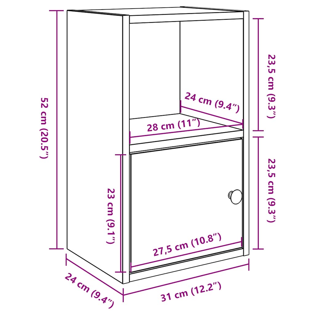 Regal za knjige boja hrasta 31x24x52 cm konstruirano drvo