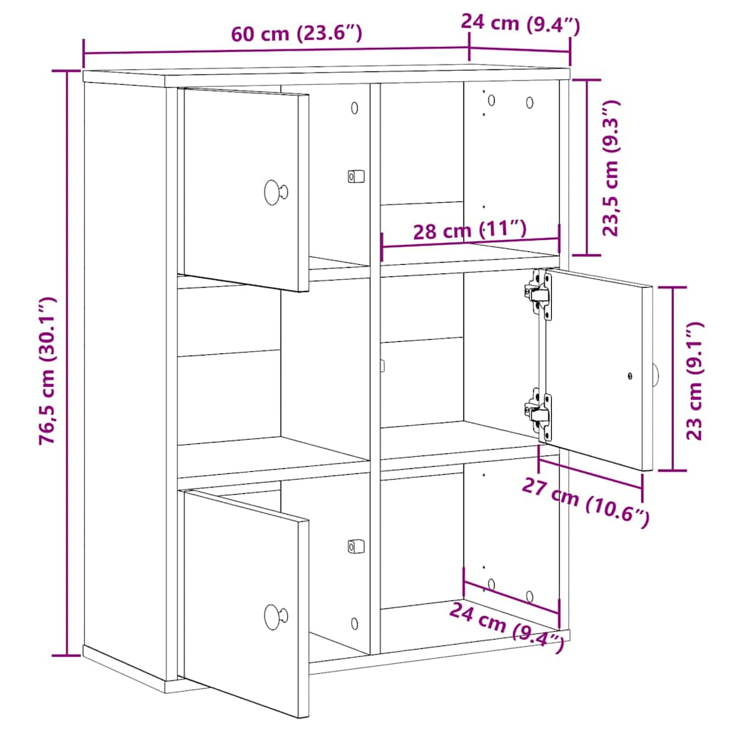 Regal za knjige boja hrasta 60x24x76,5 cm konstruirano drvo
