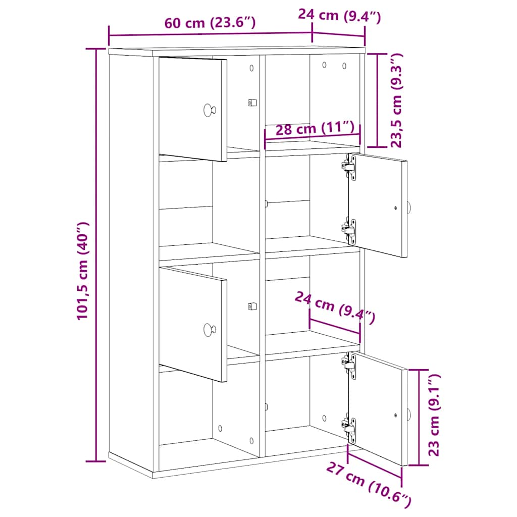 Regal za knjige bijeli 60x24x101,5 cm konstruirano drvo