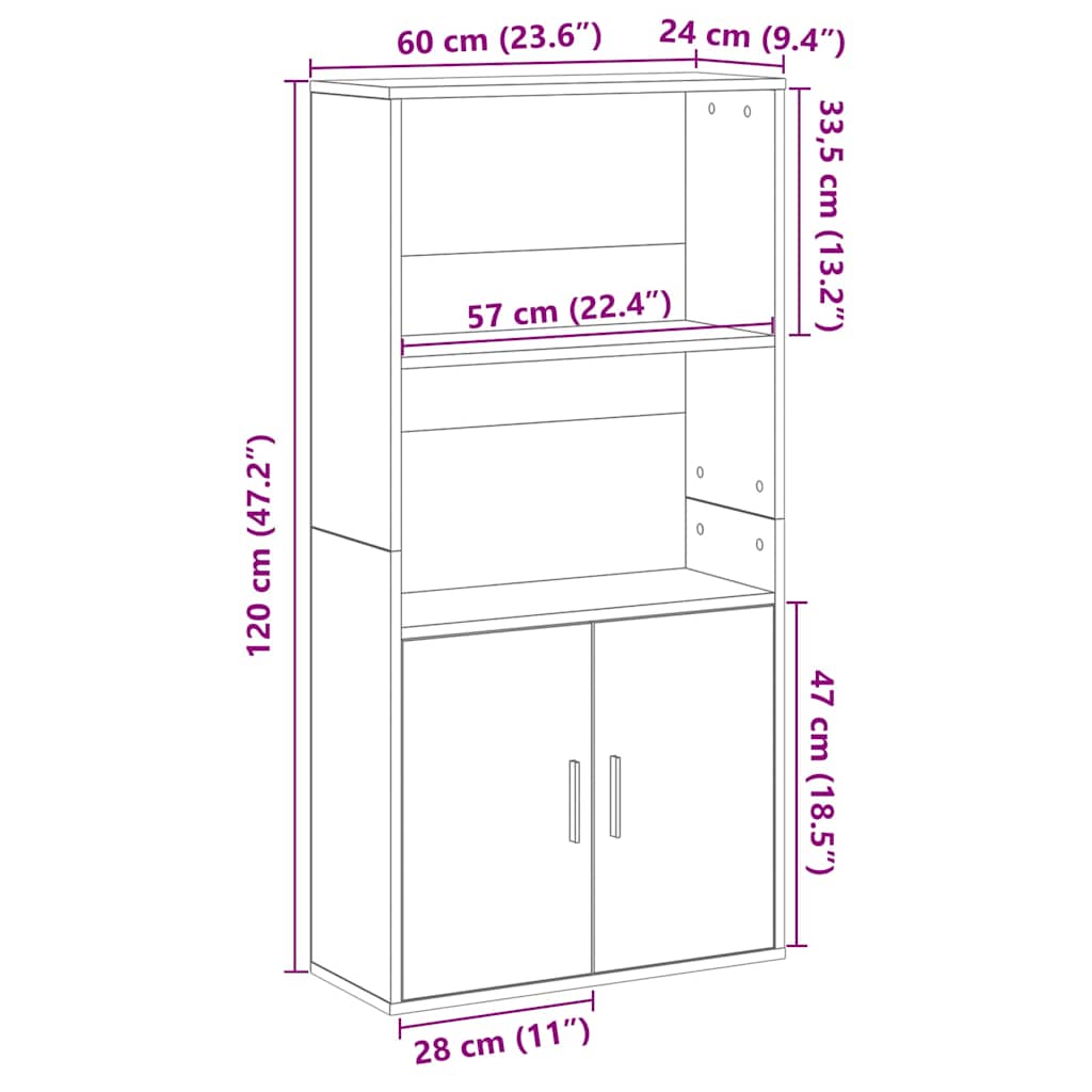 Regal za knjige siva boja betona 60x24x120 cm konstruirano drvo
