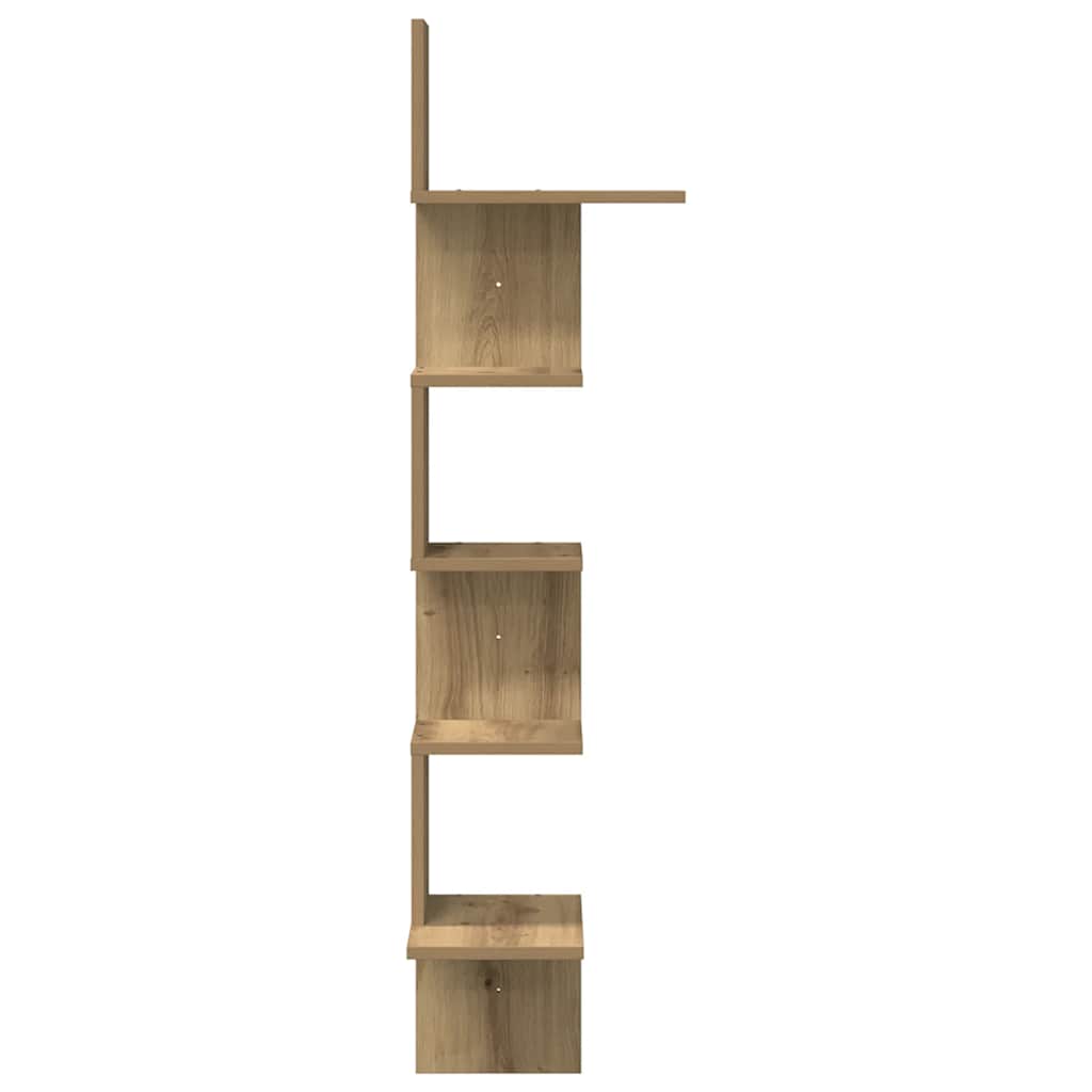 Kutna zidna polica boja hrasta 32x32x127,5 cm drvena