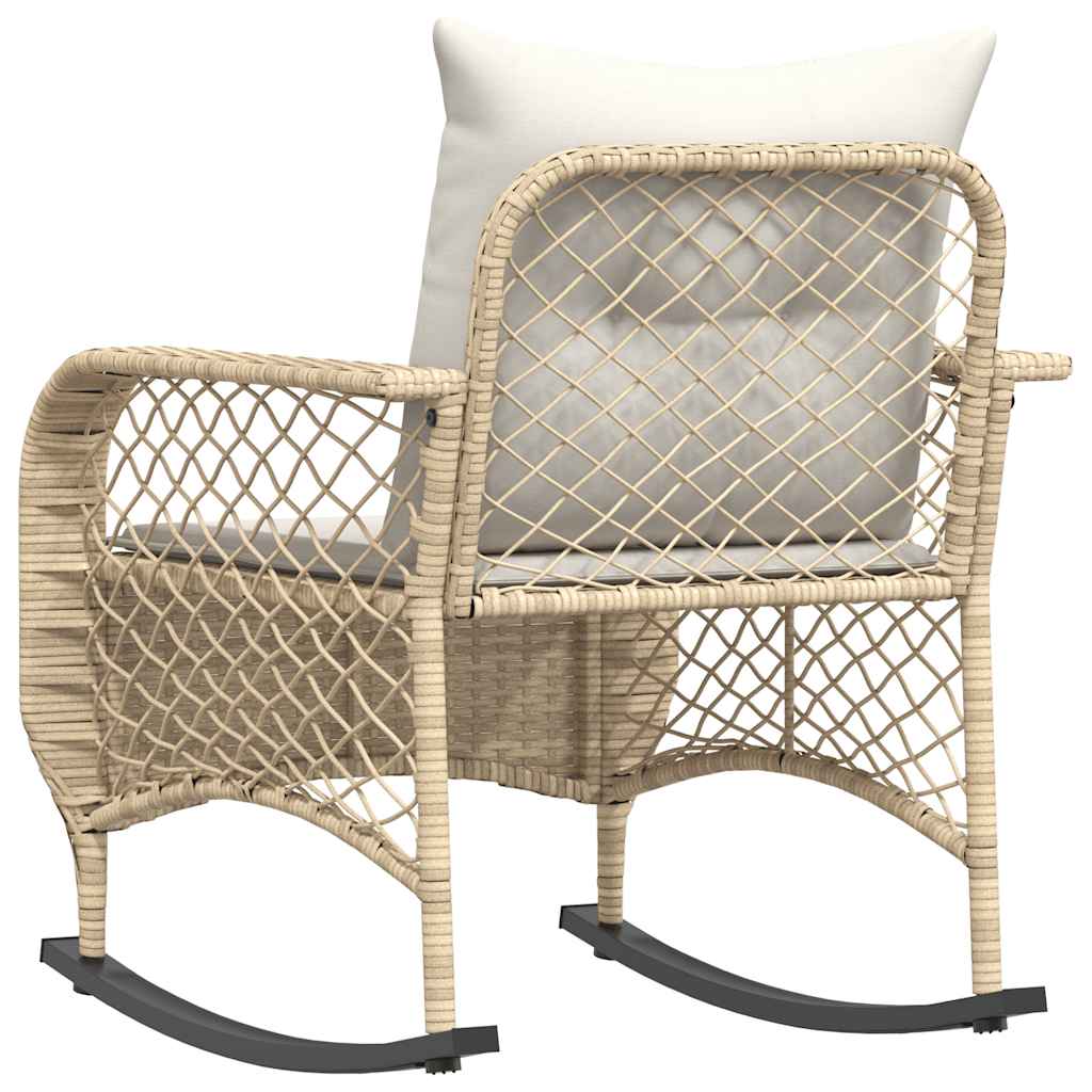 Vrtna stolica za ljuljanje s jastucima bež od poliratana