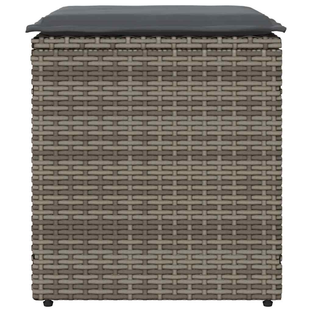Vrtni tabure s jastucima 2 kom sivi 40x40x43 cm poliratan