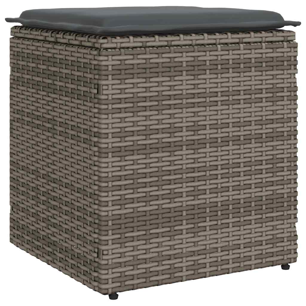 Vrtni tabure s jastucima 2 kom sivi 40x40x43 cm poliratan